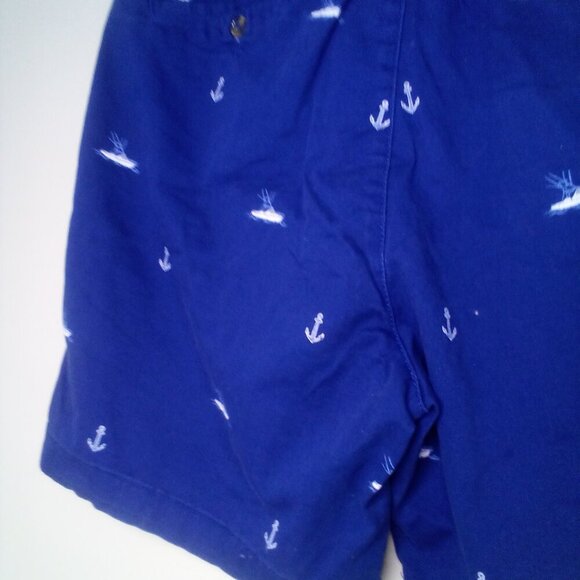 Saddlebred Shorts Men 38 Casual Chino Boat Anchor Nautical Blue White - Picture 13 of 14